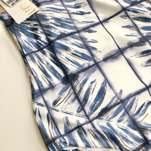 LIVE One Shoulder One Piece Bikini Swim Blue and White Abstract Print size small - Picture 3 of 11